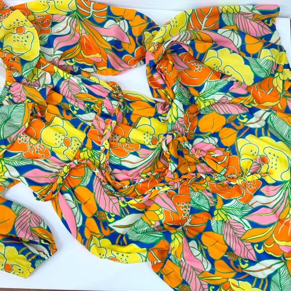 J.Crew 100% Cotton Tropical Floral Romantic Midi Dress Size 10 - Picture 15 of 16